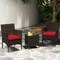 Costway 3PCS Patio Rattan Furniture Set Cushioned Sofa Glass Tabletop Deck Red\Blue\ White